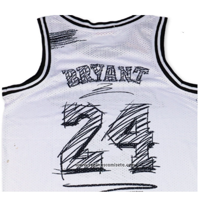 Camiseta Los Angeles Lakers Kobe Bryant NO 24 Mitchell & Ness 2007-08 Blanco